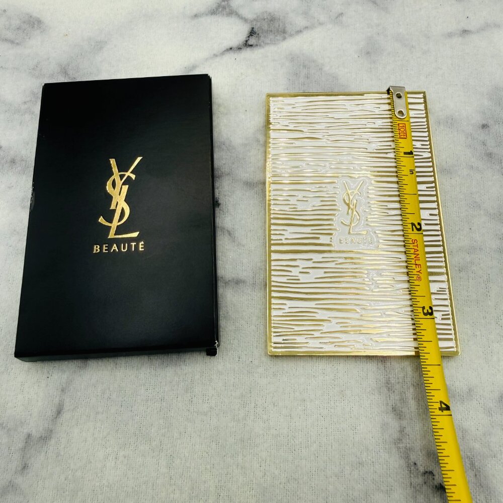 Yves Saint Laurent Holiday Mirror White Gold Logo Compact Travel Mirror-BOX-NEW - Picture 6 of 11